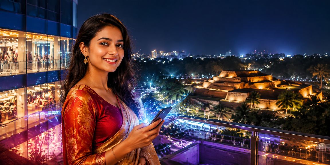 কুমিল্লায় একজন তরুণ মোবাইলে 682 অ্যাপ ব্যবহার করছেন