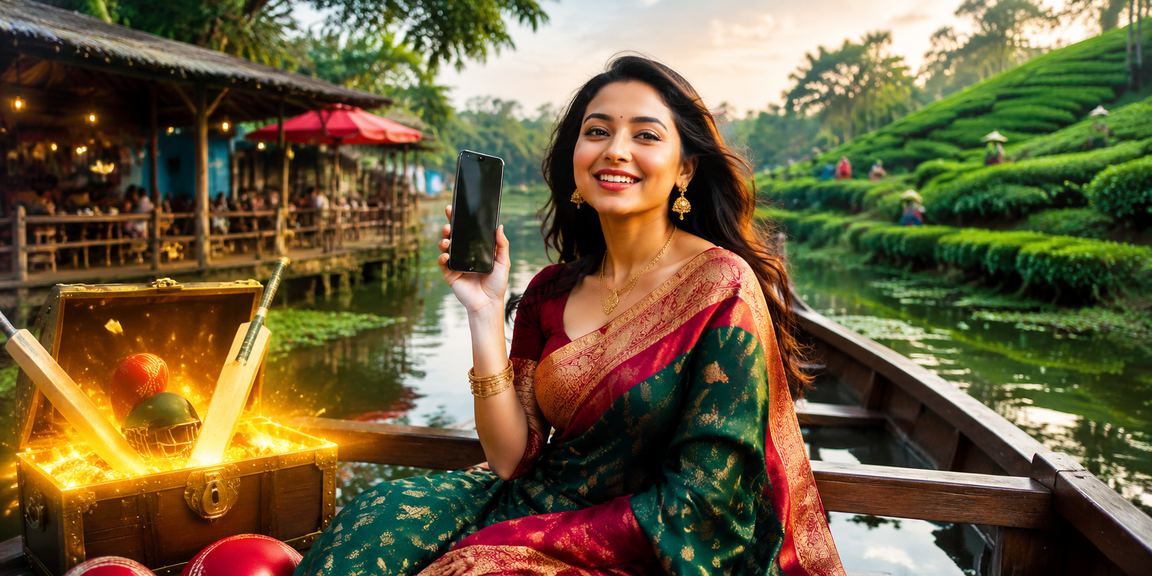 ময়মনসিংহের চা বাগানে মোবাইলে বেটিং প্রোমোশন ব্যবহার করছেন একজন