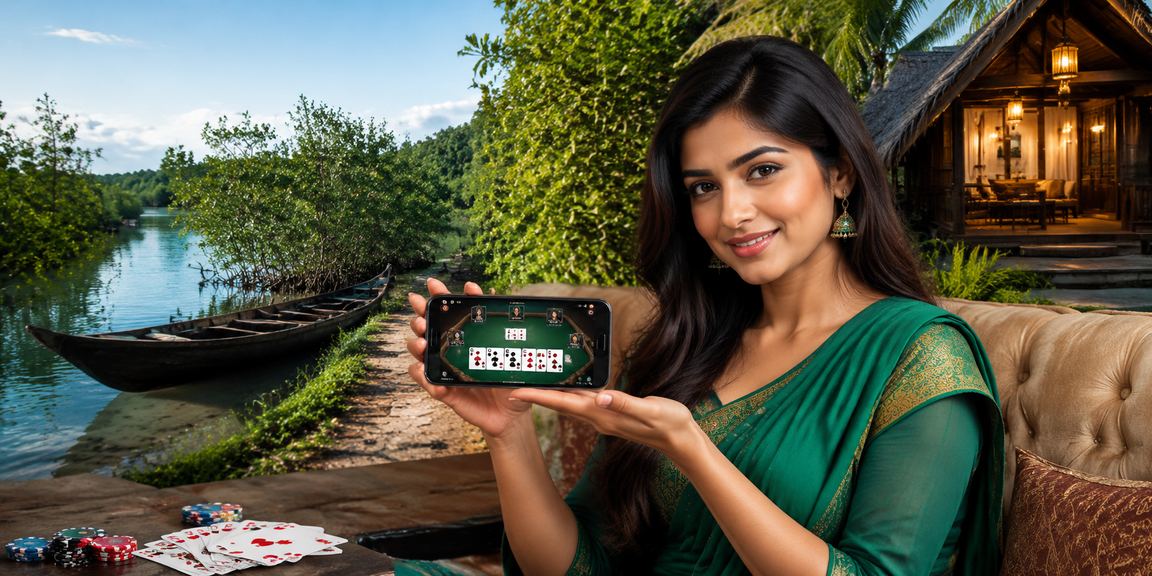 সুন্দরবনের চা বাগানে একজন ব্যক্তি মোবাইলে গেম উপভোগ করছেন